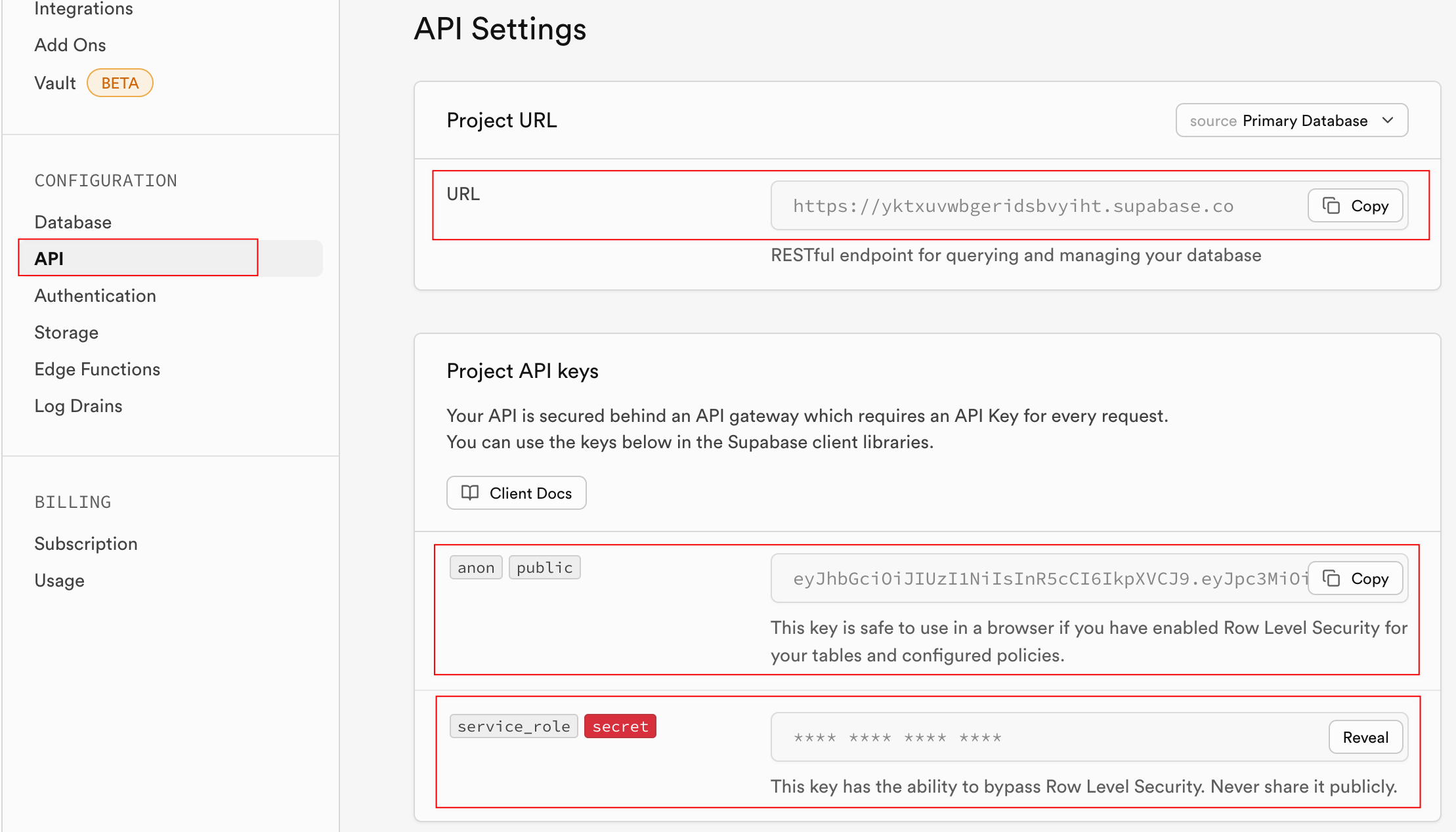 API Settings