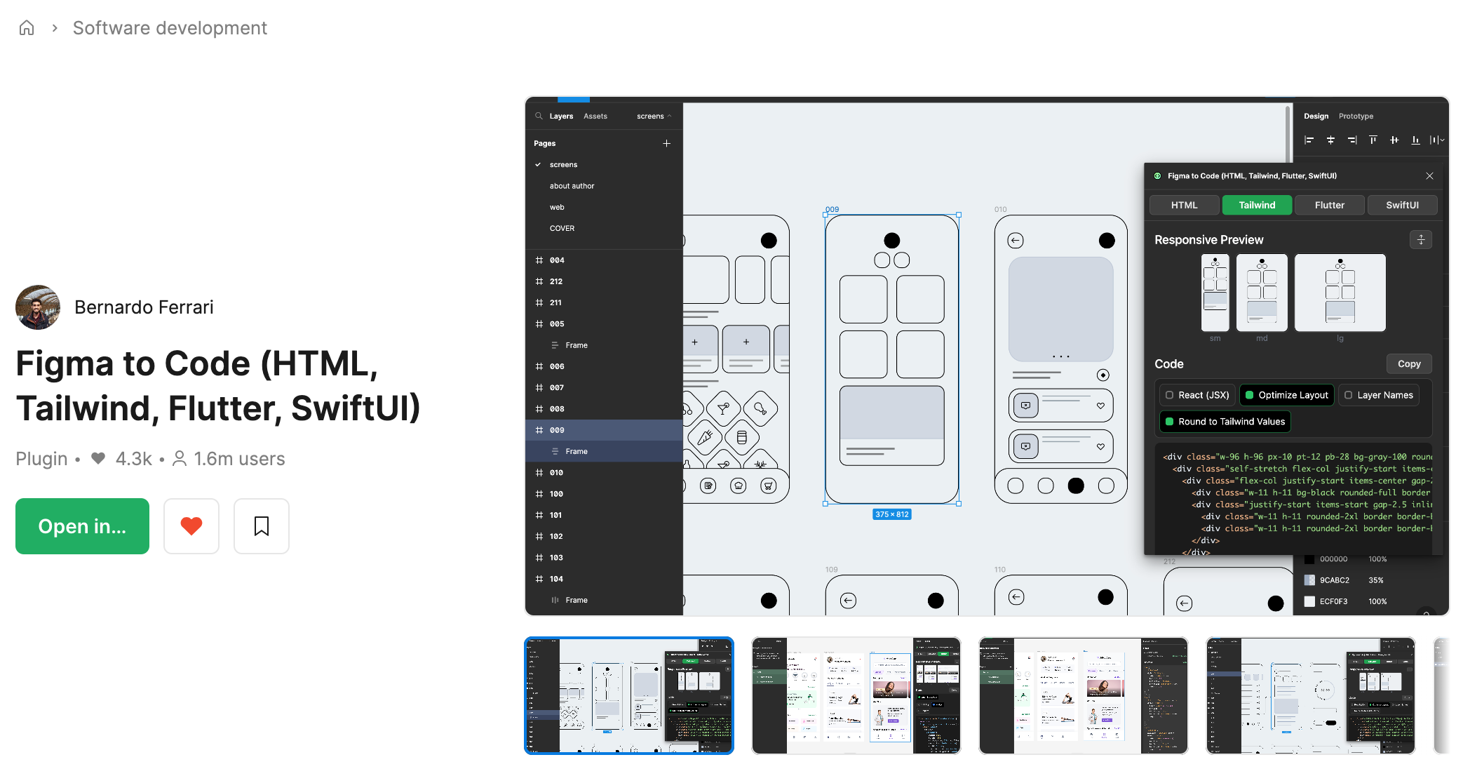 Figma to Code (HTML, Tailwind, Flutter, SwiftUI)