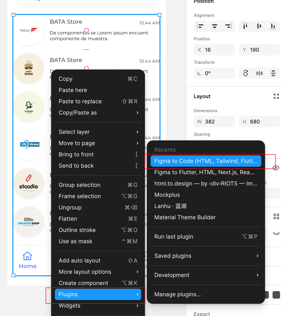 run plugins figma to code